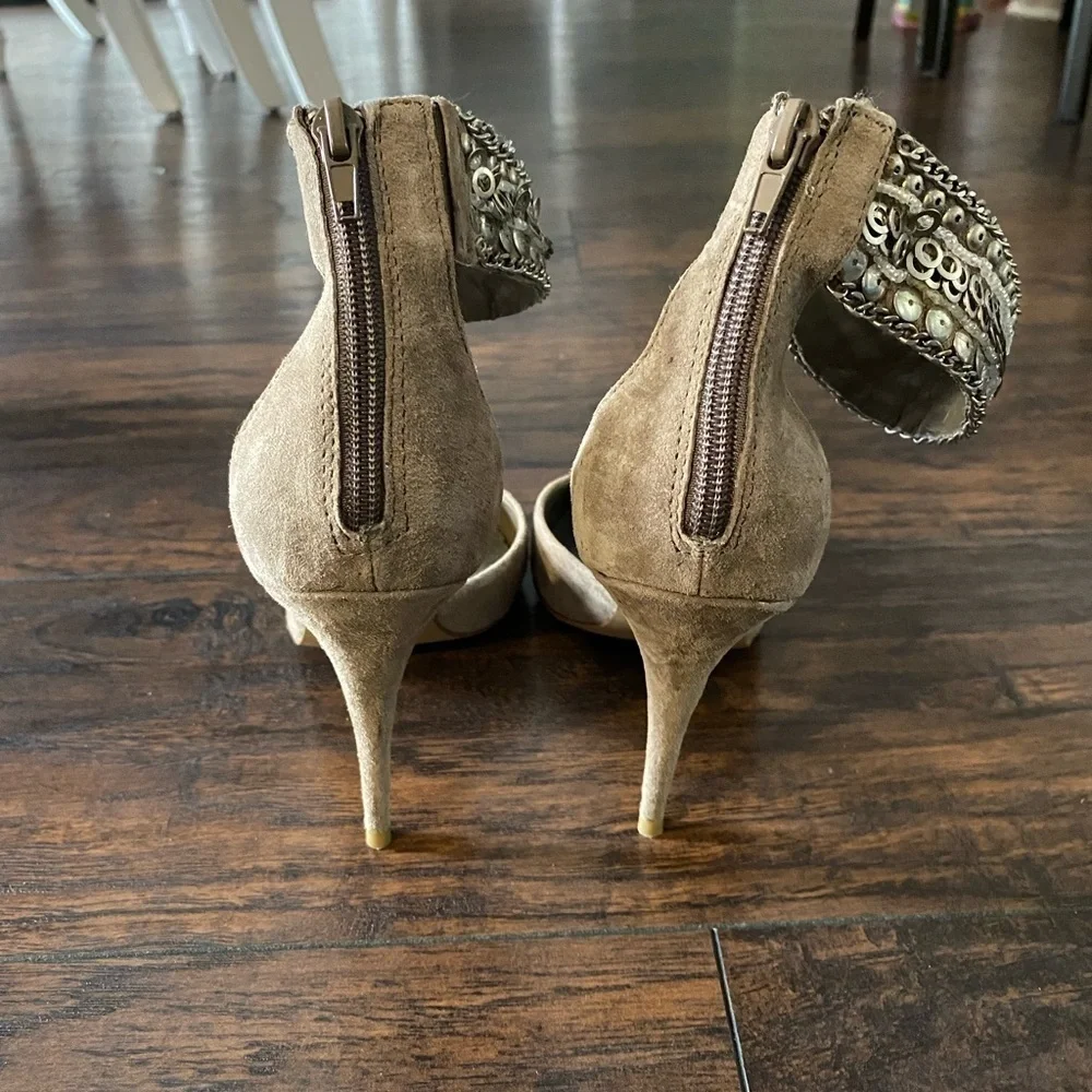 Steve Madden, Steve Madden Luxe Fiona, Tan Suede Heels, Size 8.5